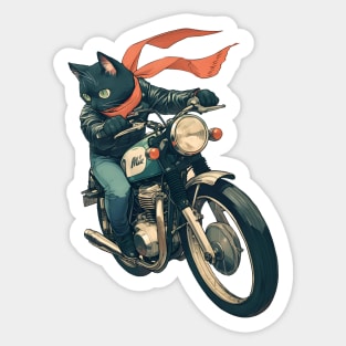 Cool cat riding motorbike Sticker